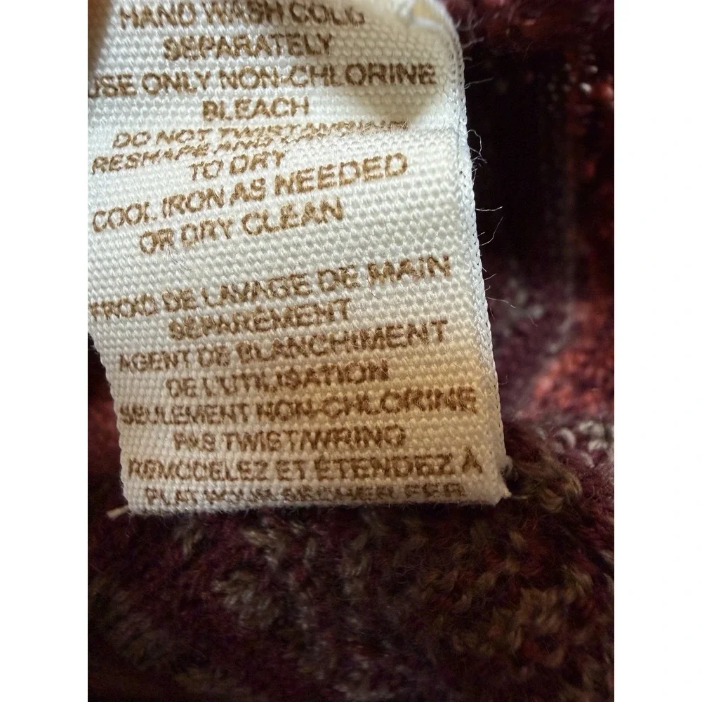 Free People Women's Boho Knit Sweater Tunic Burgundy Striped Long Sleeve Size L